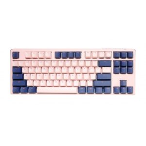 TECLADO MECANICO DUCKY ONE 3 TKL FUJI TECLAS DE COLOR ROSA Y AZUL MARINO  RED INTERRUPTOR INGLES PBT DOBLE DISPARO SIN COSTURAS ESTUCHE SUPERIOR ROSA