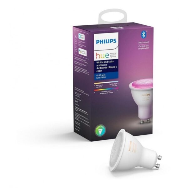 LAMPARA PHILIPS HUE SINGLE BULB GU10 WHITE AND COLOR AMBIANCE BLUETOOTH