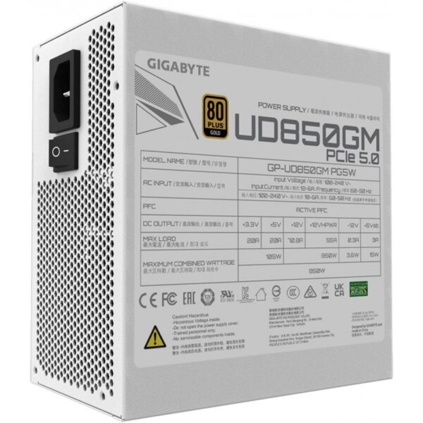 FUENTE GAMER GIGABYTE 850W 80 PLUS WHITE PG5 - Imagen 3